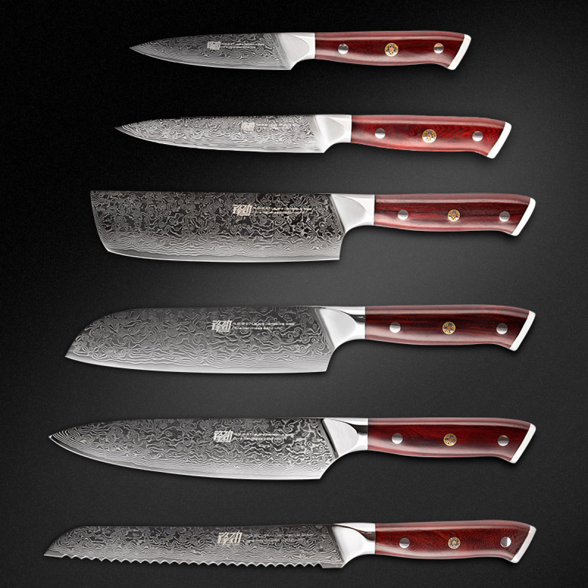Damascus Six-Piece Chef Knife Set