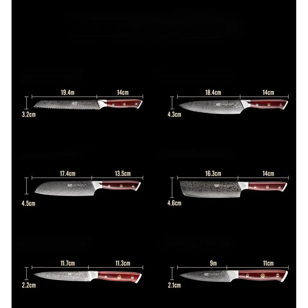 Damascus Six-Piece Chef Knife Set