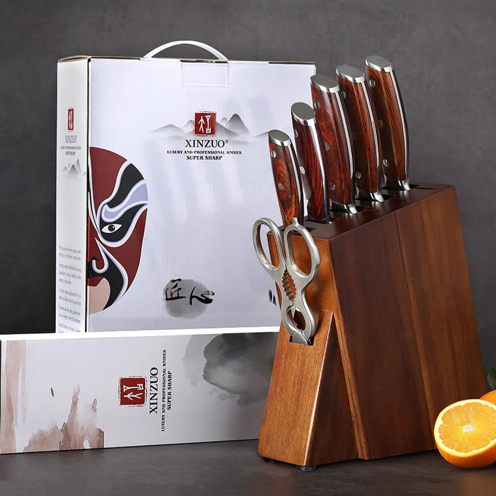 Seven-Piece Damascus Knife Set