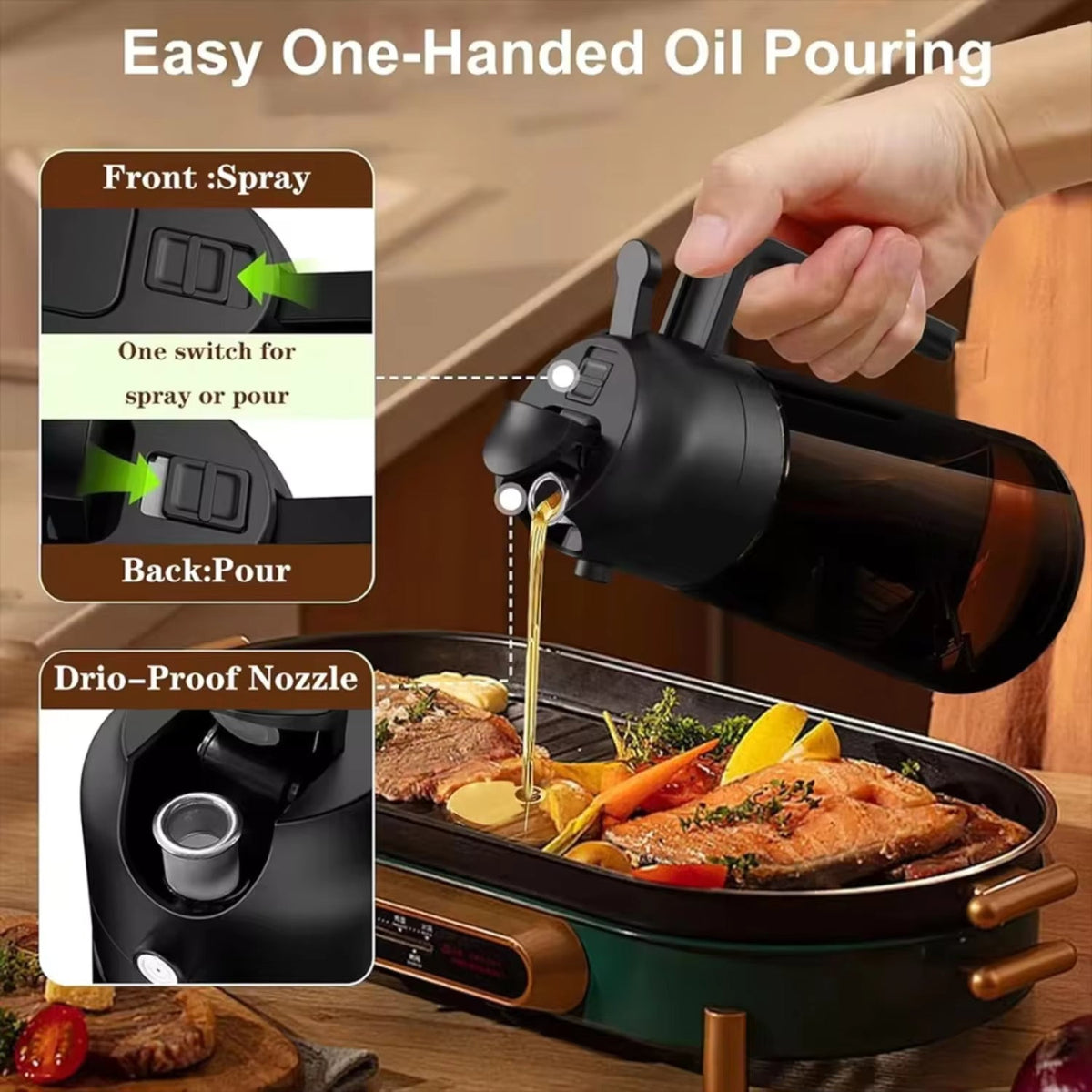 16oz / 470ml 2-in-1 Glass Oil Sprayer & Dispenser
