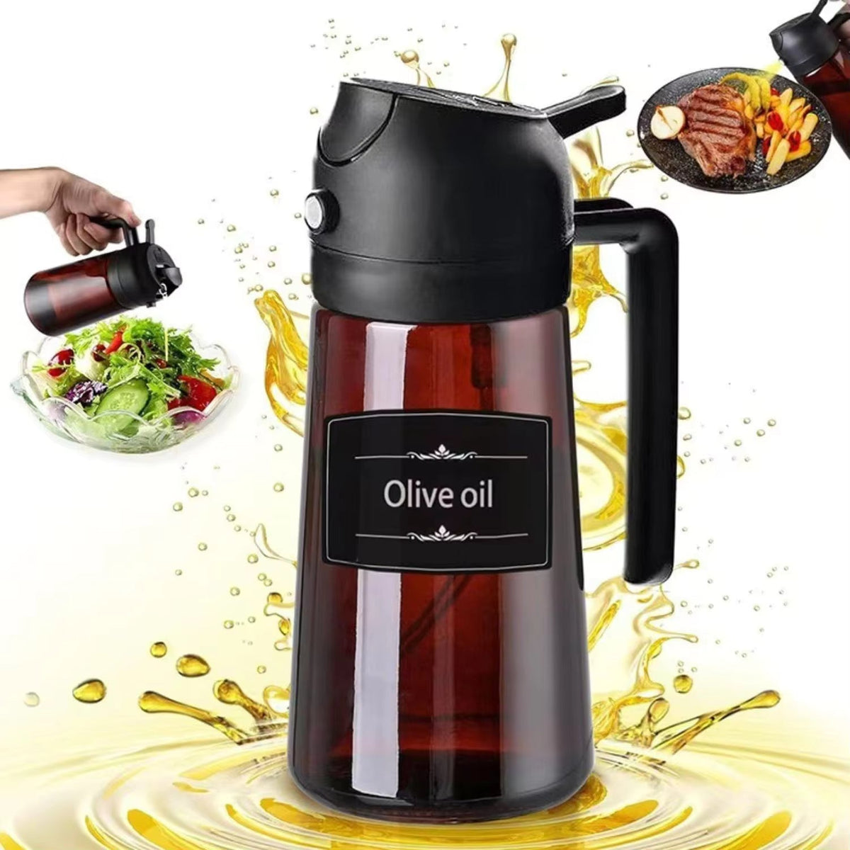 16oz / 470ml 2-in-1 Glass Oil Sprayer & Dispenser