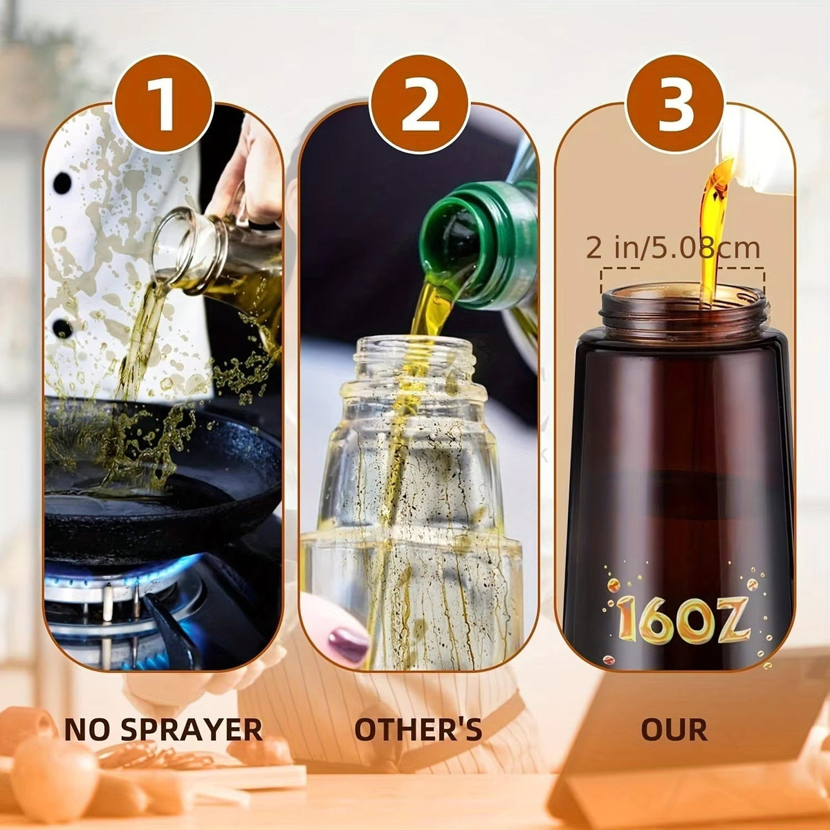 16oz / 470ml 2-in-1 Glass Oil Sprayer & Dispenser